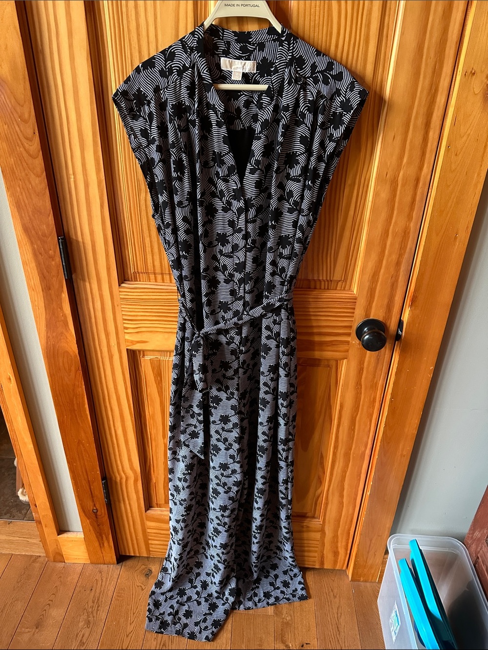Womens Black and Gray Floral Wrap Jumpsuit Michael Kors XL